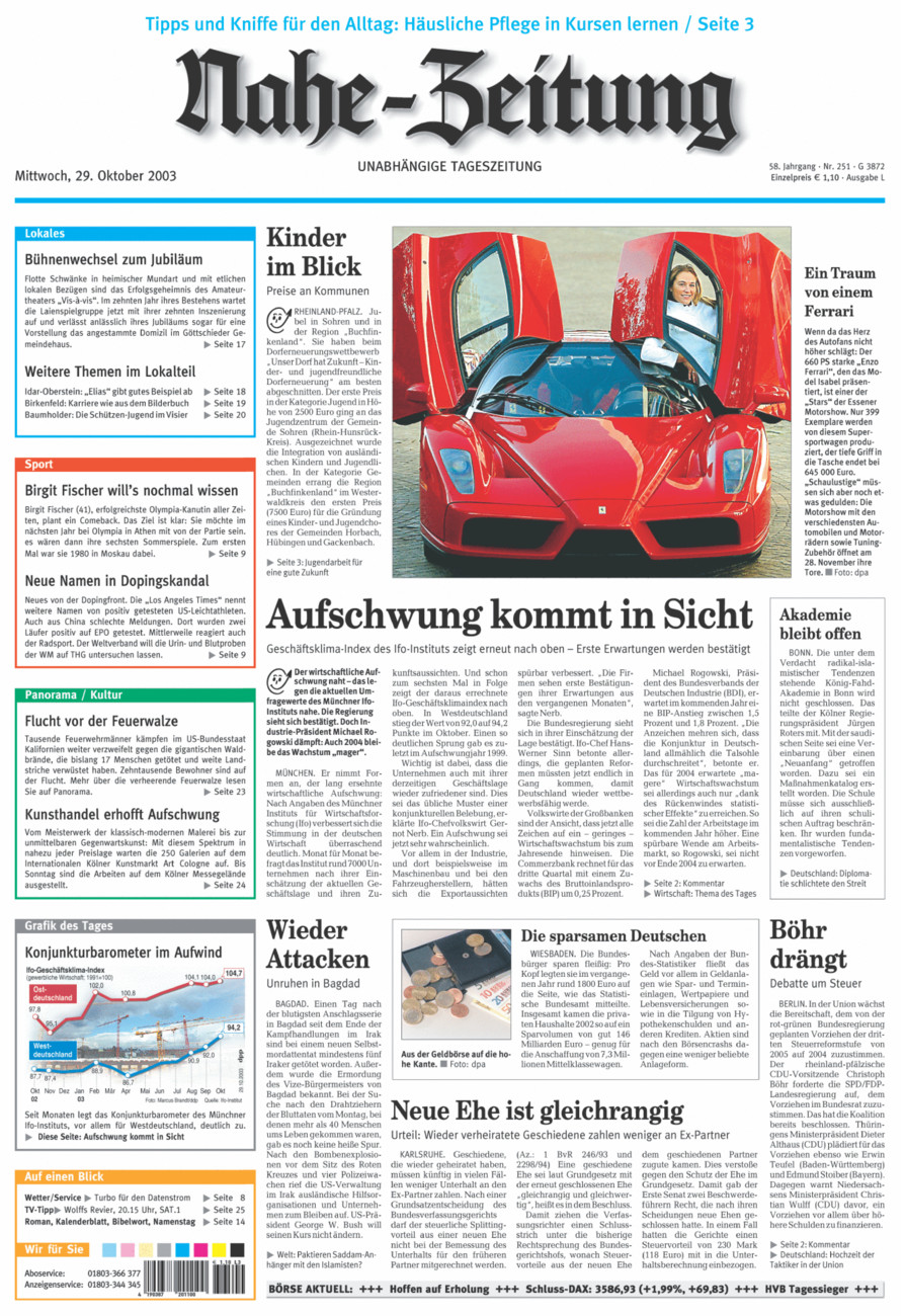 Nahe-Zeitung vom Mittwoch, 29.10.2003