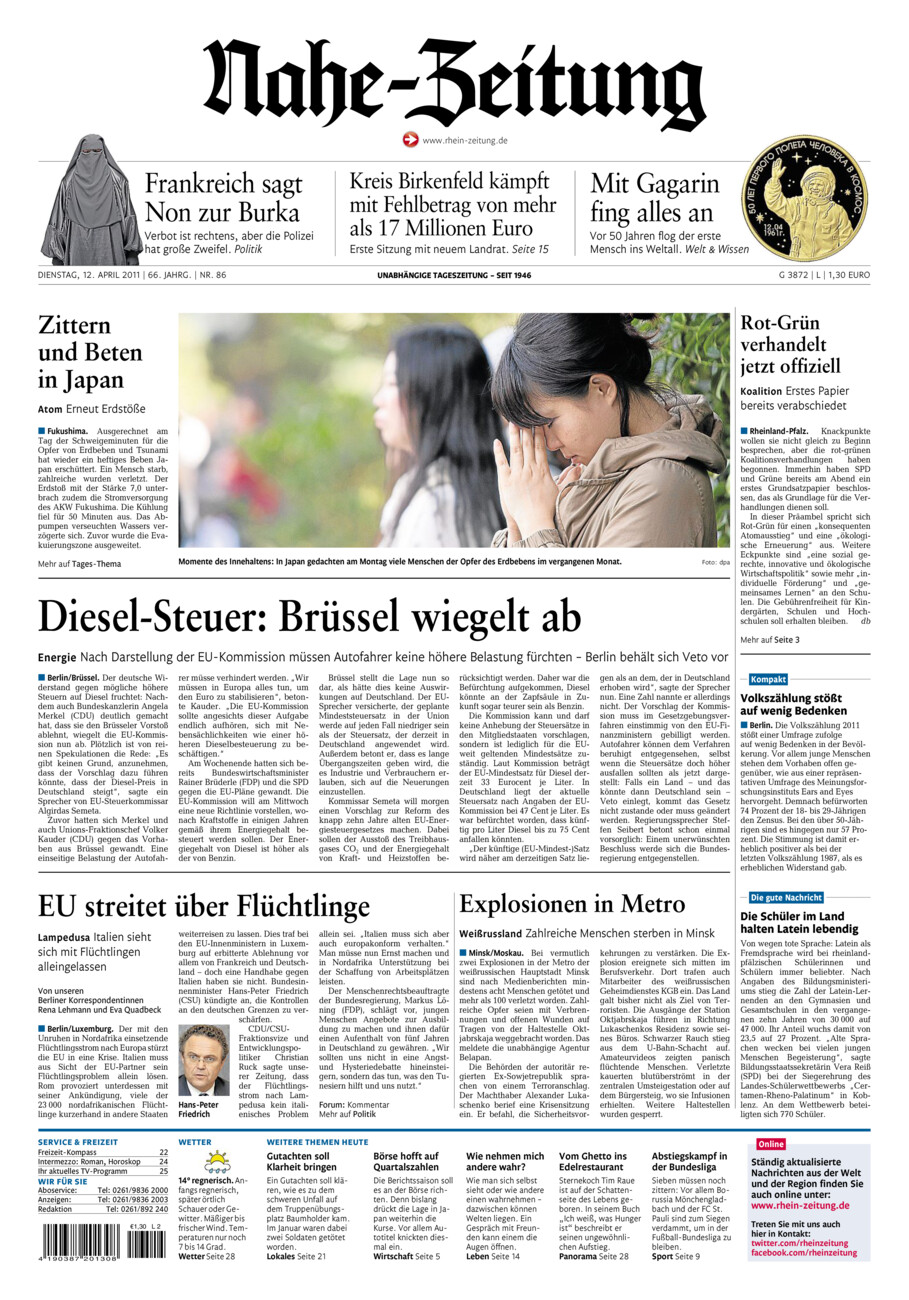 Nahe-Zeitung vom Dienstag, 12.04.2011