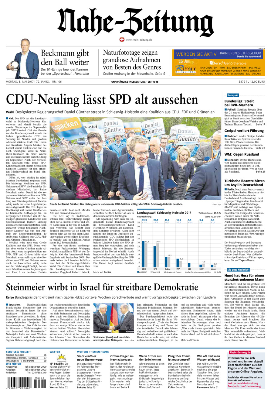 Nahe-Zeitung vom Montag, 08.05.2017