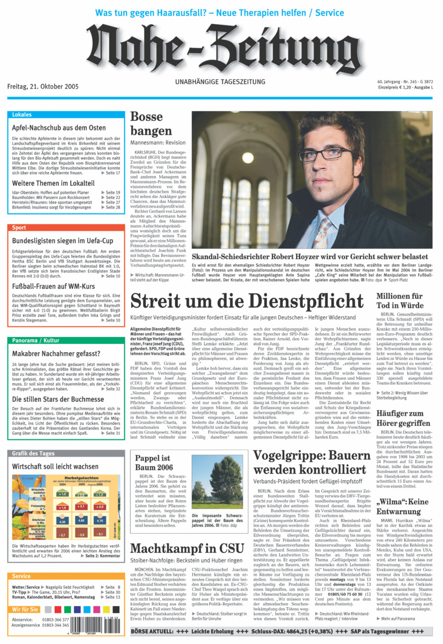 Nahe-Zeitung vom Freitag, 21.10.2005