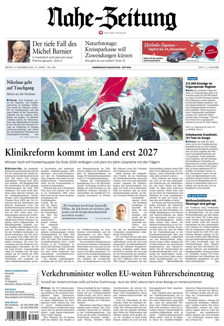 Nahe-Zeitung vom Freitag, 06.12.2024