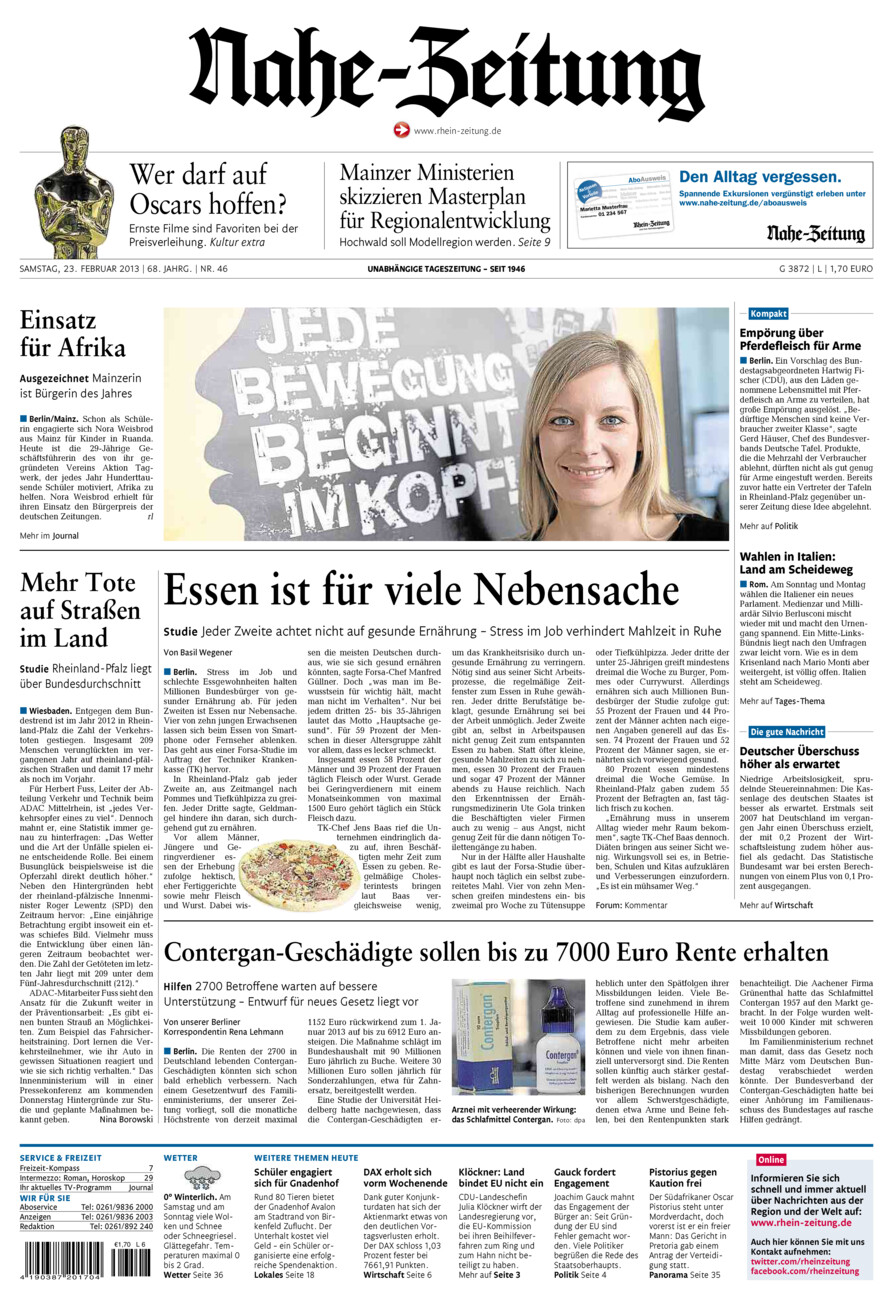 Nahe-Zeitung vom Samstag, 23.02.2013