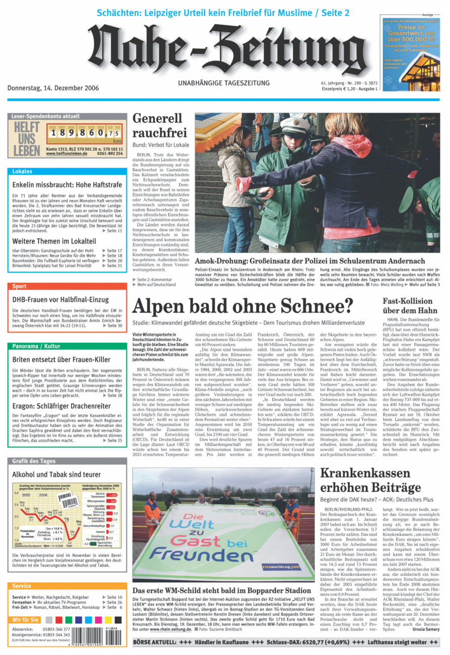 Nahe-Zeitung vom Donnerstag, 14.12.2006