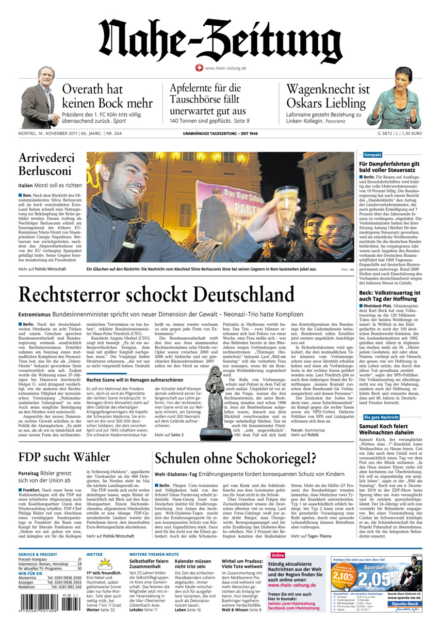 Nahe-Zeitung vom Montag, 14.11.2011