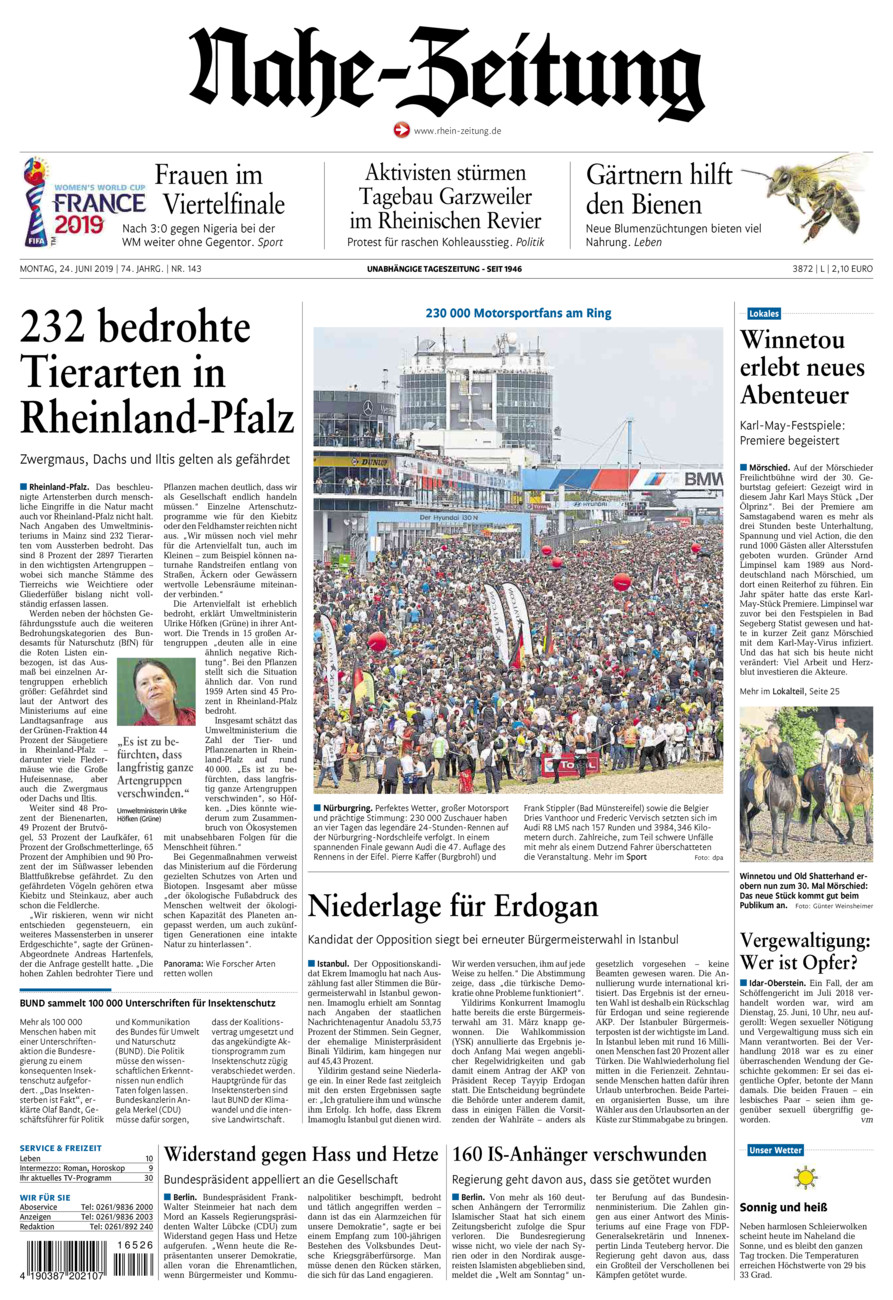 Nahe-Zeitung vom Montag, 24.06.2019