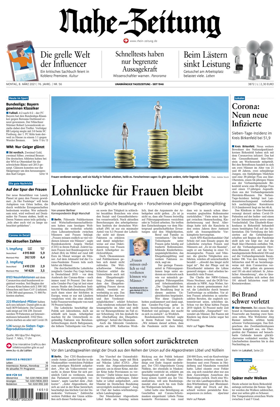 Nahe-Zeitung vom Montag, 08.03.2021