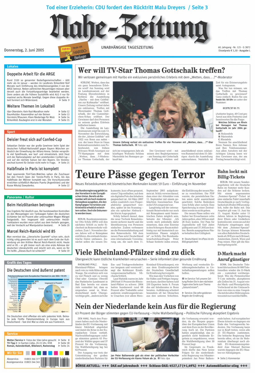 Nahe-Zeitung vom Donnerstag, 02.06.2005