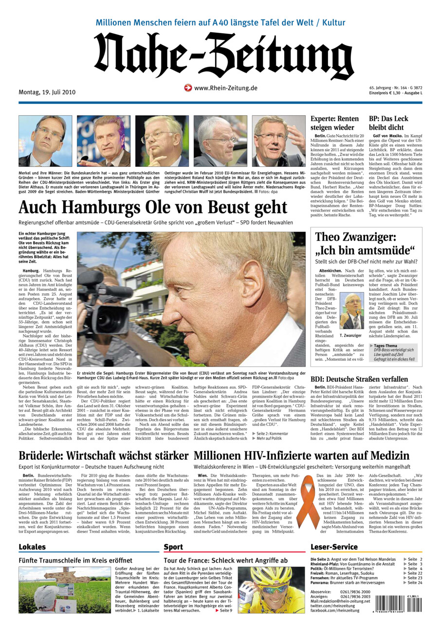 Nahe-Zeitung vom Montag, 19.07.2010