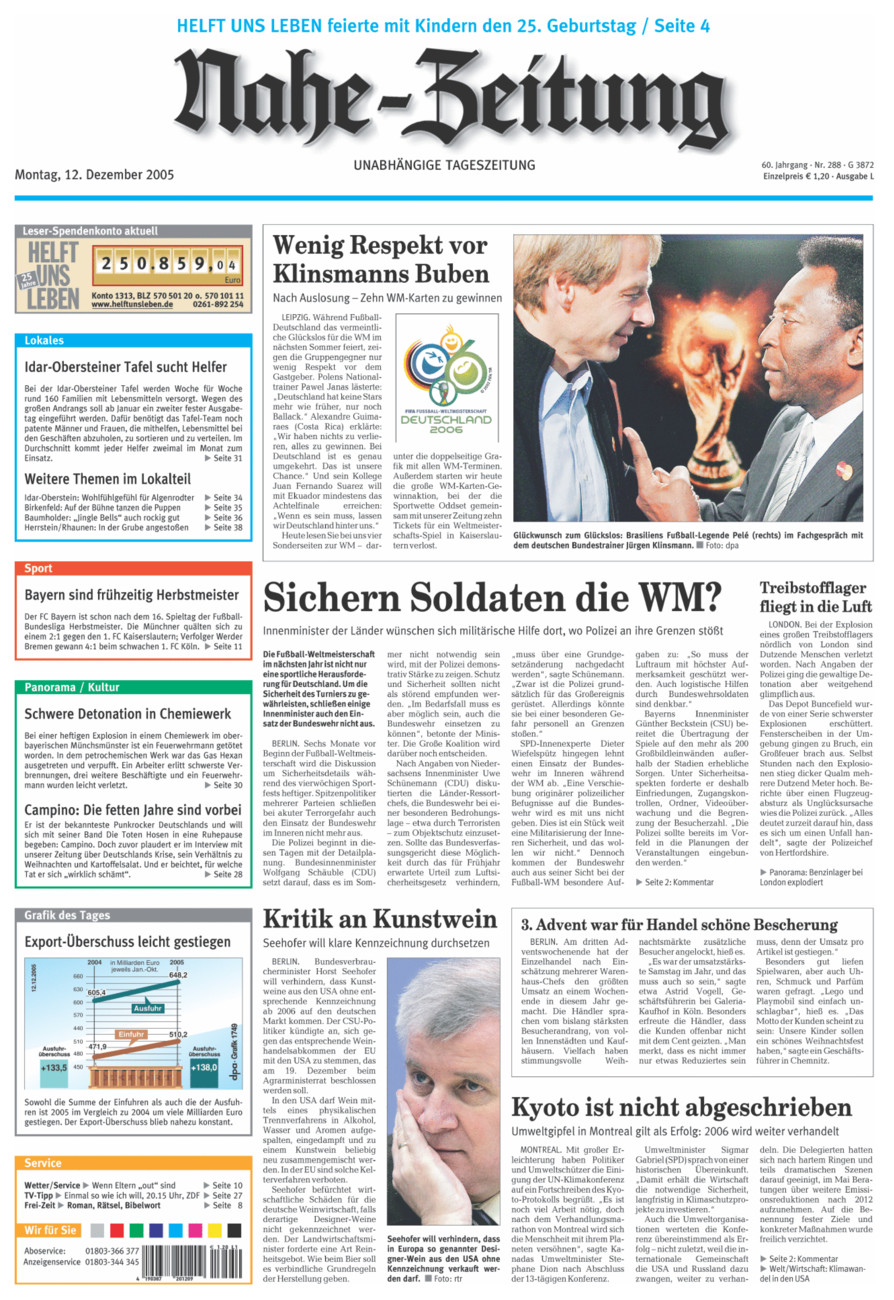 Nahe-Zeitung vom Montag, 12.12.2005