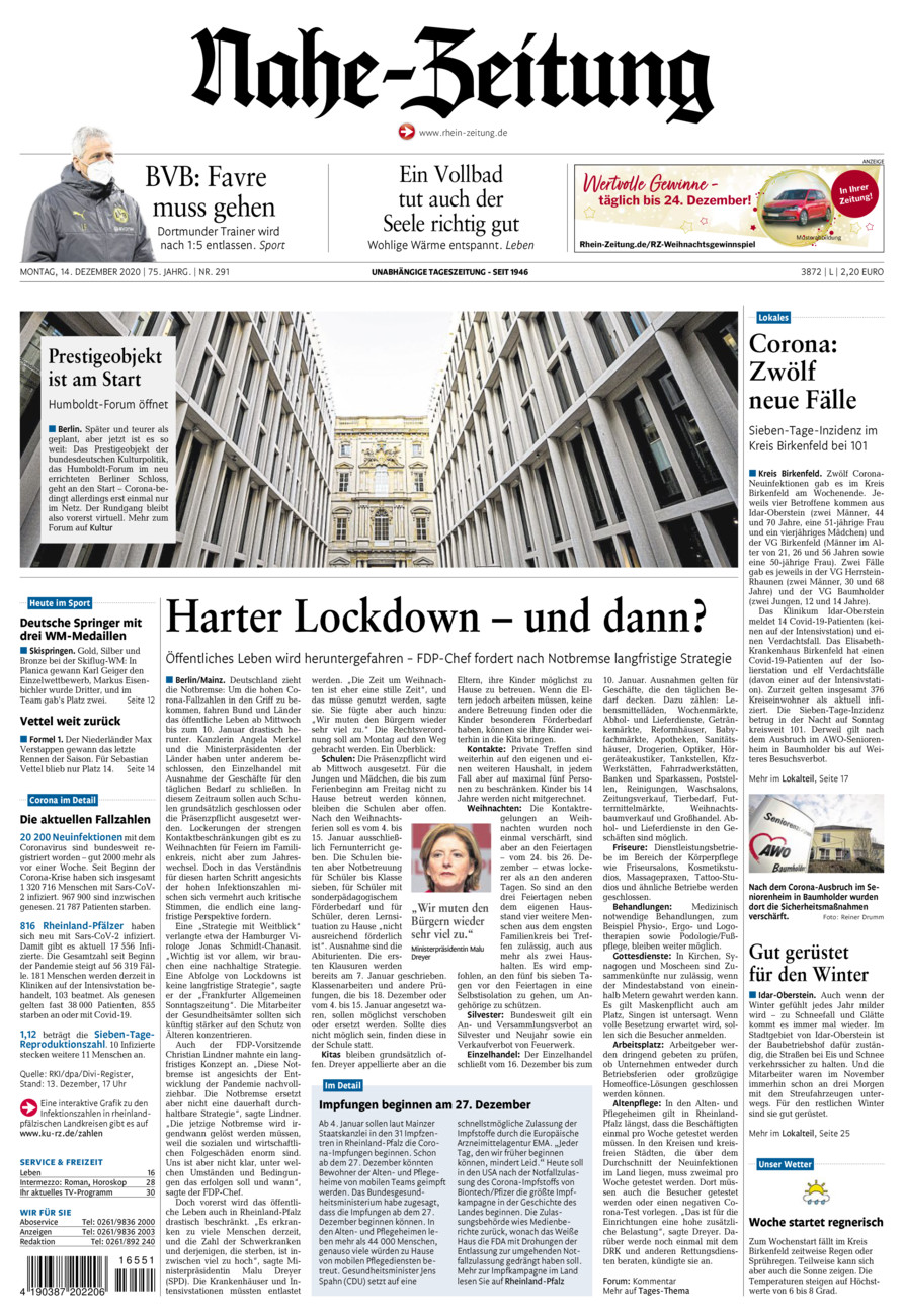 Nahe-Zeitung vom Montag, 14.12.2020