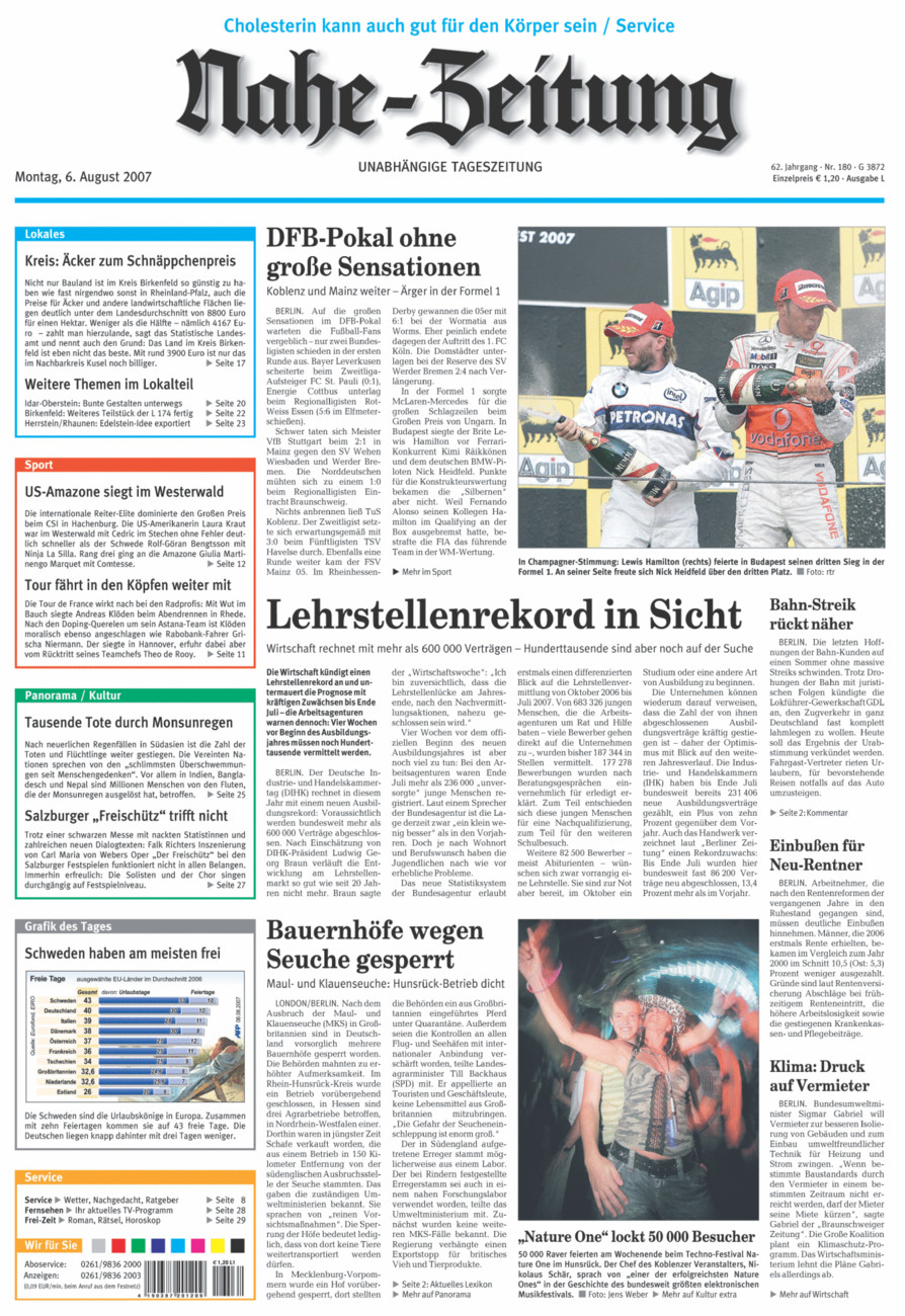 Nahe-Zeitung vom Montag, 06.08.2007