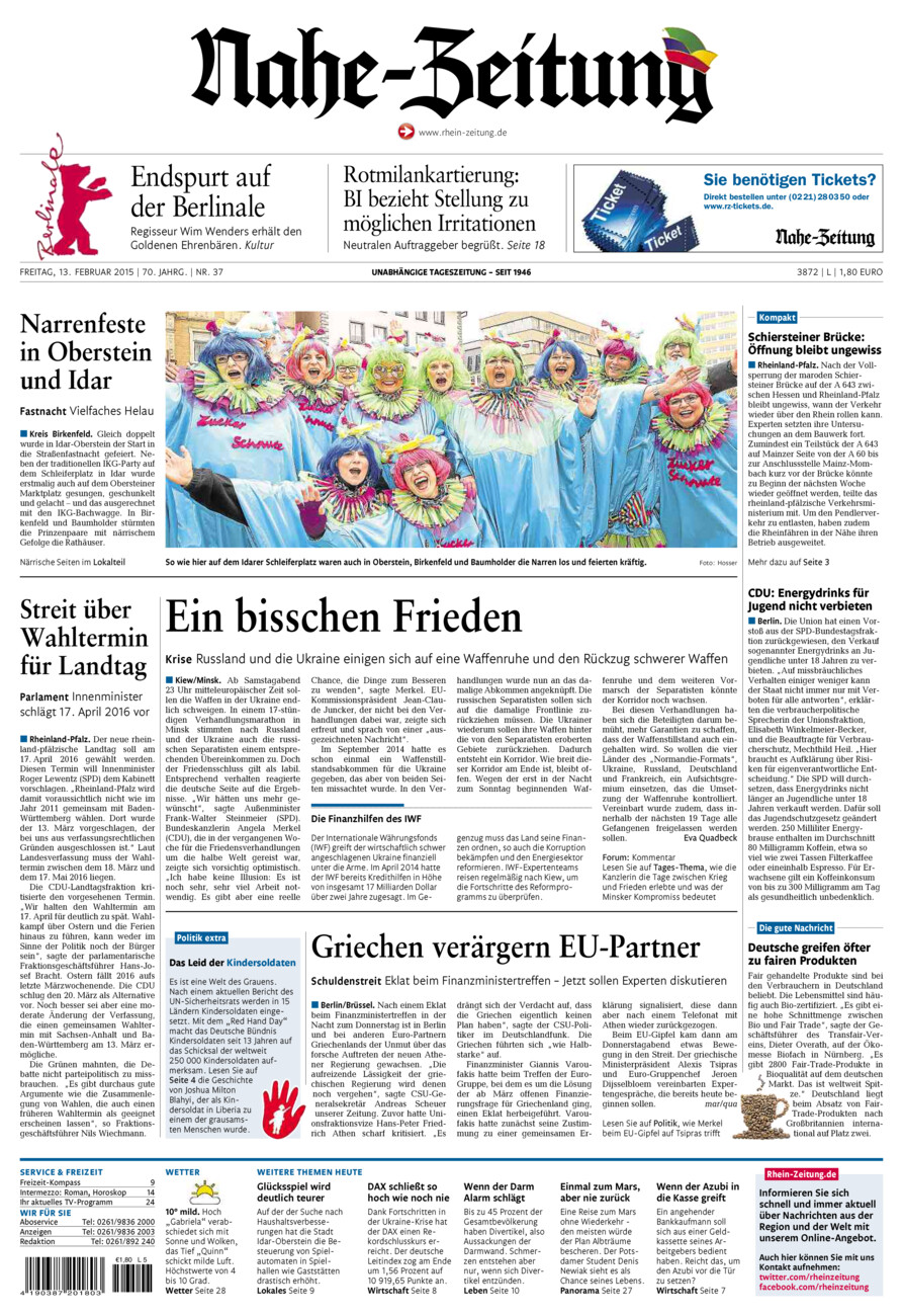 Nahe-Zeitung vom Freitag, 13.02.2015