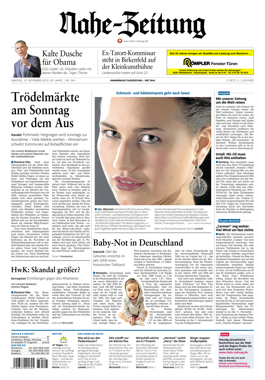 Nahe-Zeitung vom Samstag, 13.11.2010