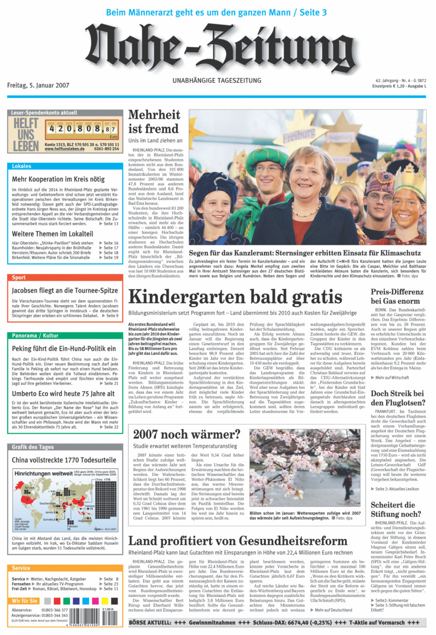 Nahe-Zeitung vom Freitag, 05.01.2007