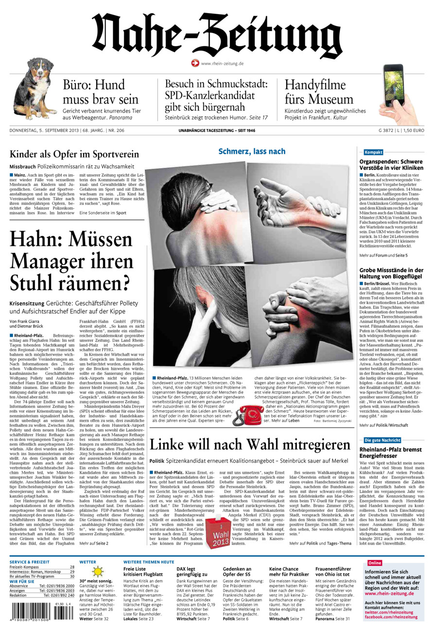 Nahe-Zeitung vom Donnerstag, 05.09.2013