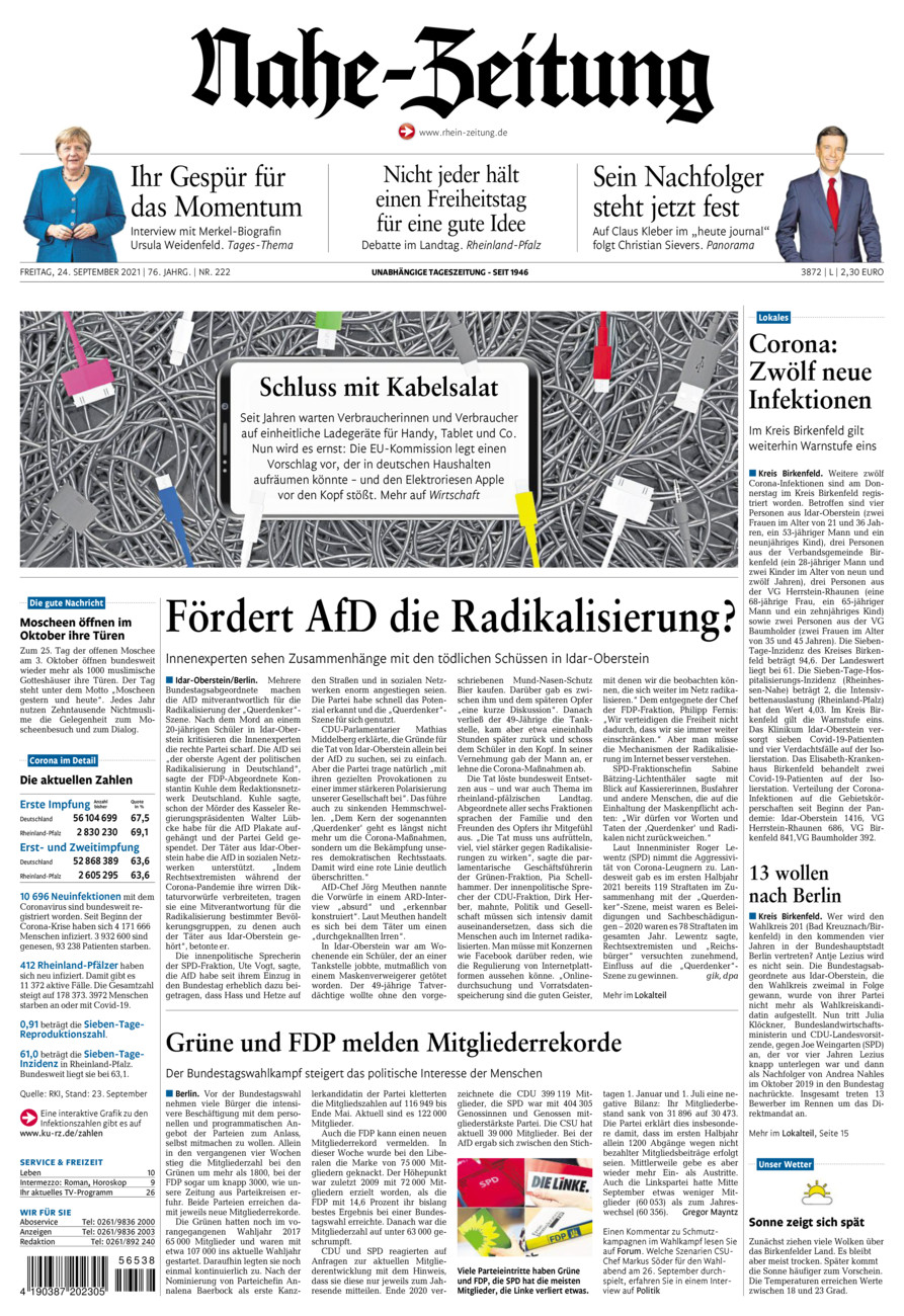 Nahe-Zeitung vom Freitag, 24.09.2021