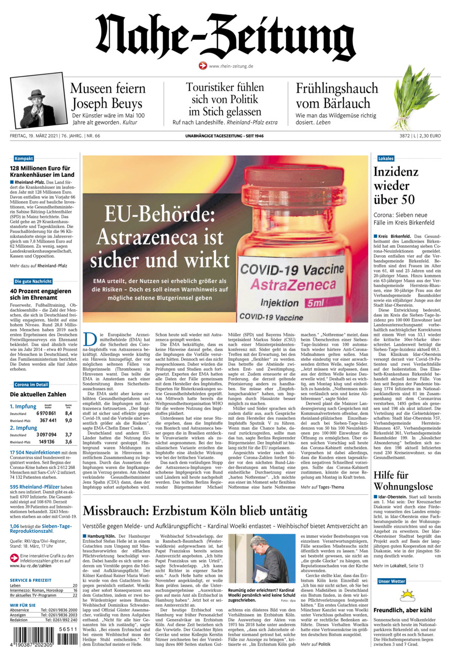 Nahe-Zeitung vom Freitag, 19.03.2021