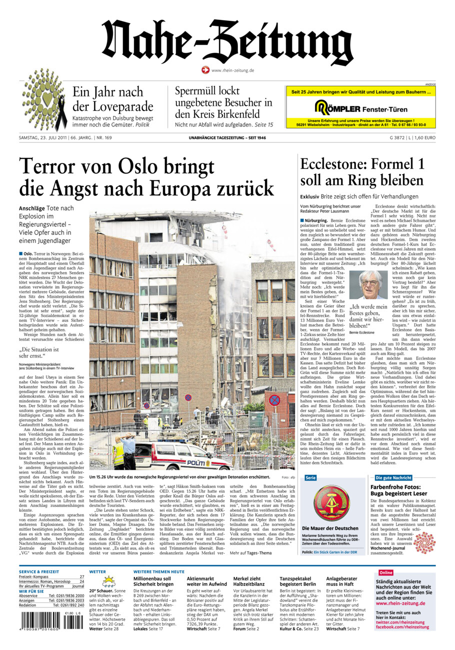 Nahe-Zeitung vom Samstag, 23.07.2011
