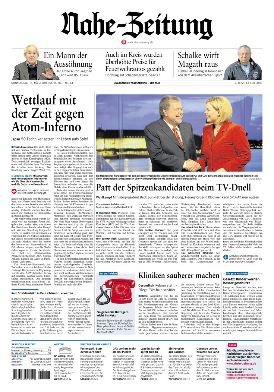 Nahe-Zeitung vom Donnerstag, 17.03.2011