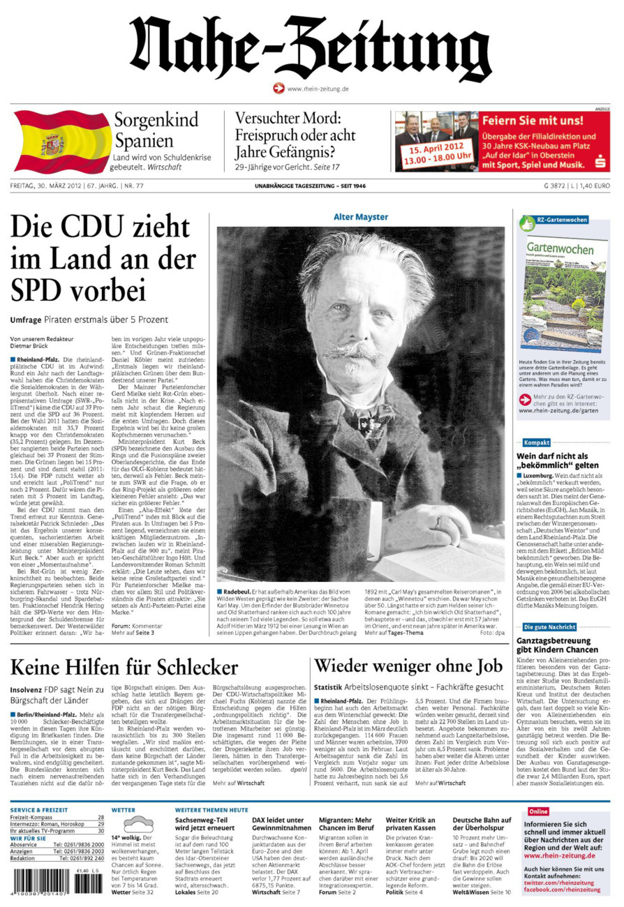 Nahe-Zeitung vom Freitag, 30.03.2012