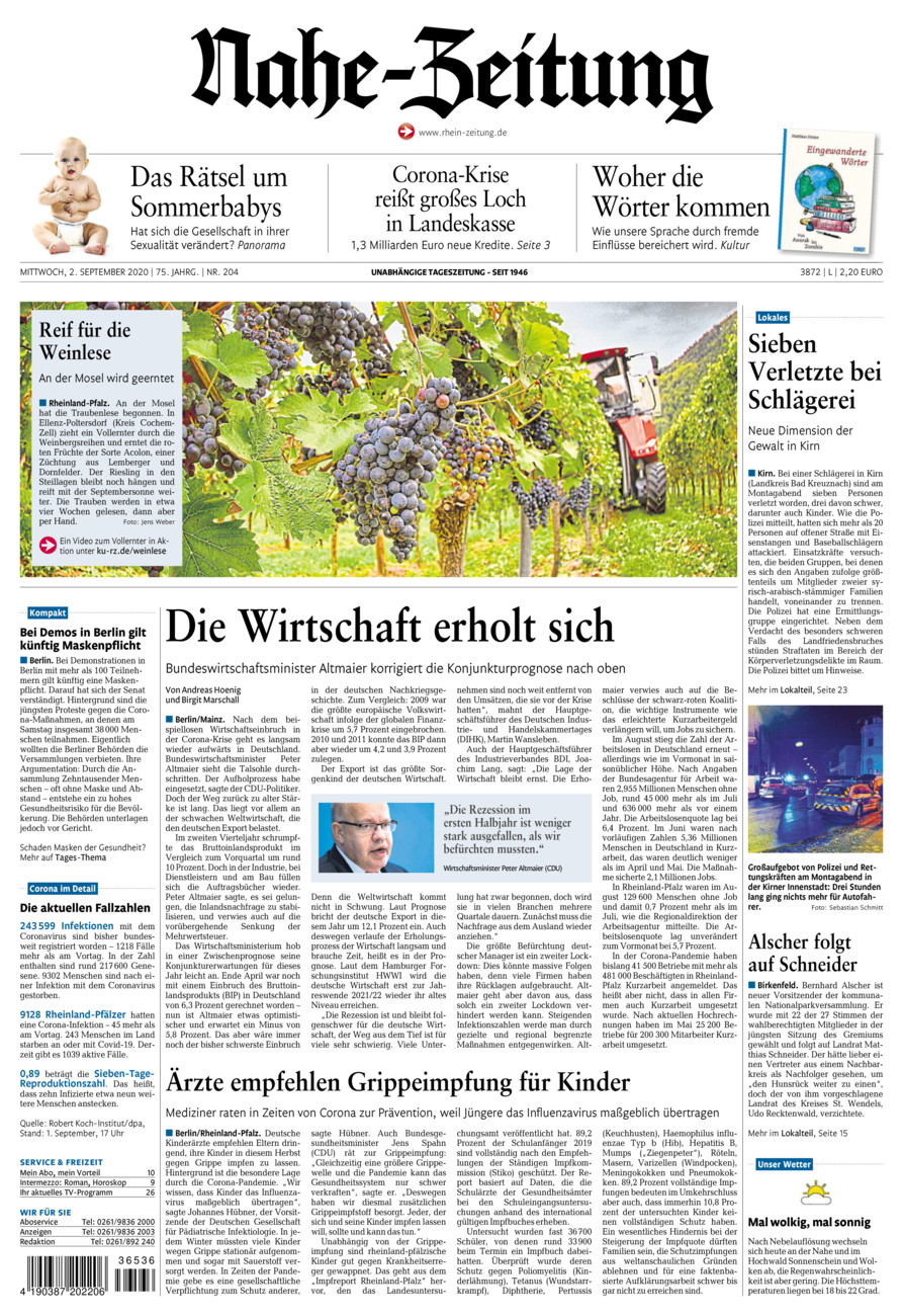 Nahe-Zeitung vom Mittwoch, 02.09.2020