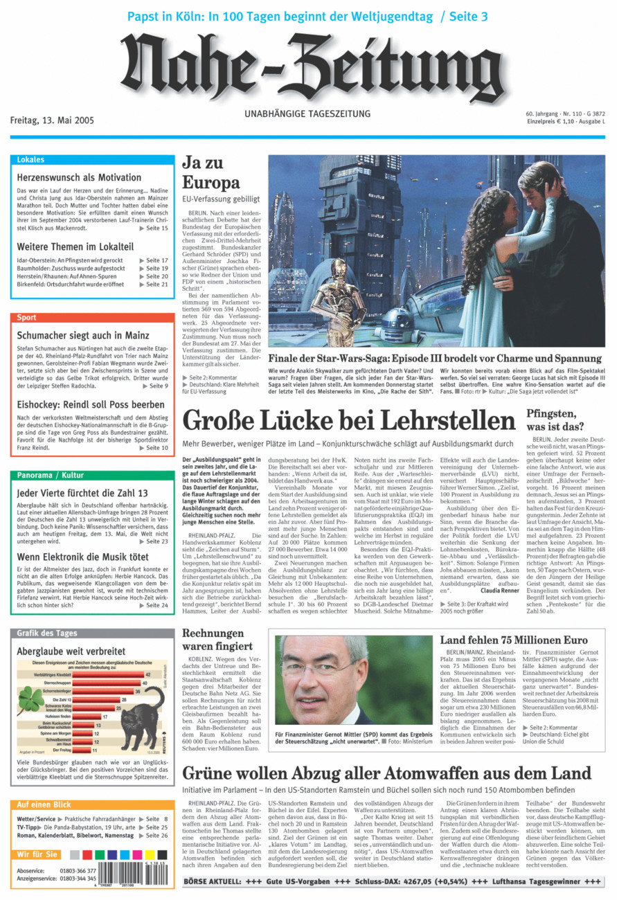 Nahe-Zeitung vom Freitag, 13.05.2005