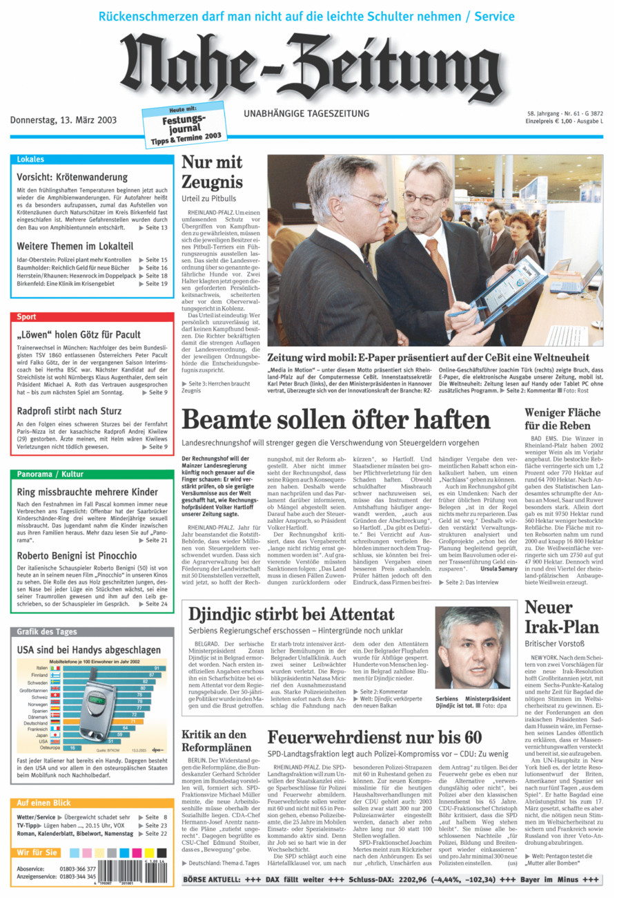 Nahe-Zeitung vom Donnerstag, 13.03.2003