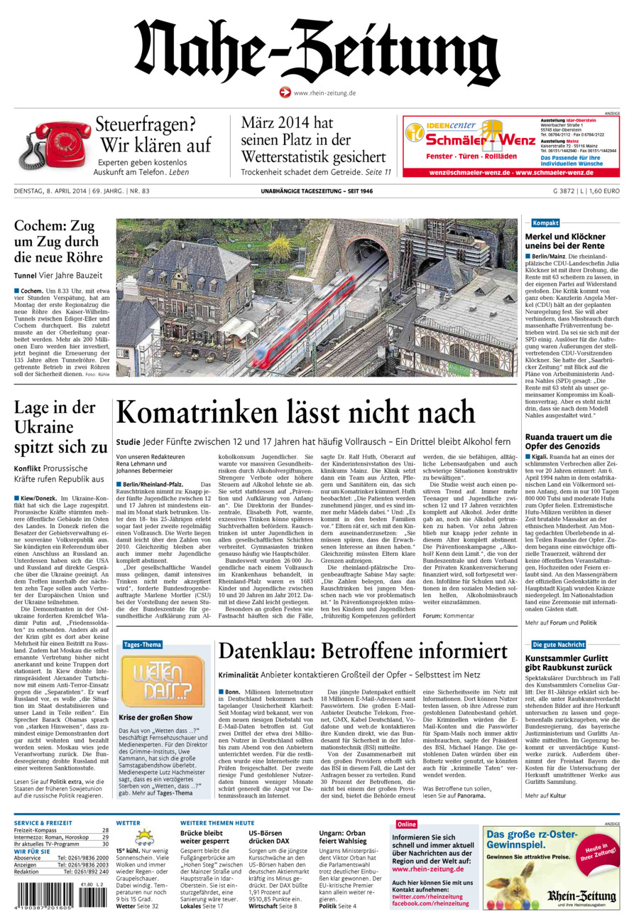 Nahe-Zeitung vom Dienstag, 08.04.2014
