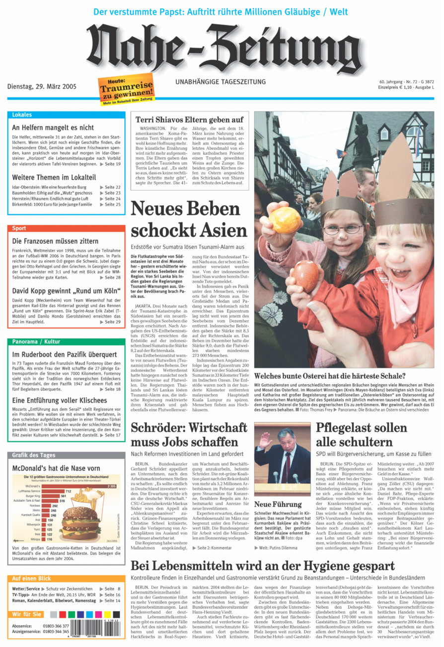 Nahe-Zeitung vom Dienstag, 29.03.2005