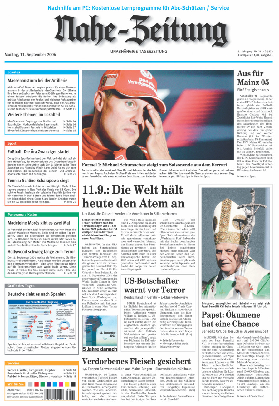 Nahe-Zeitung vom Montag, 11.09.2006