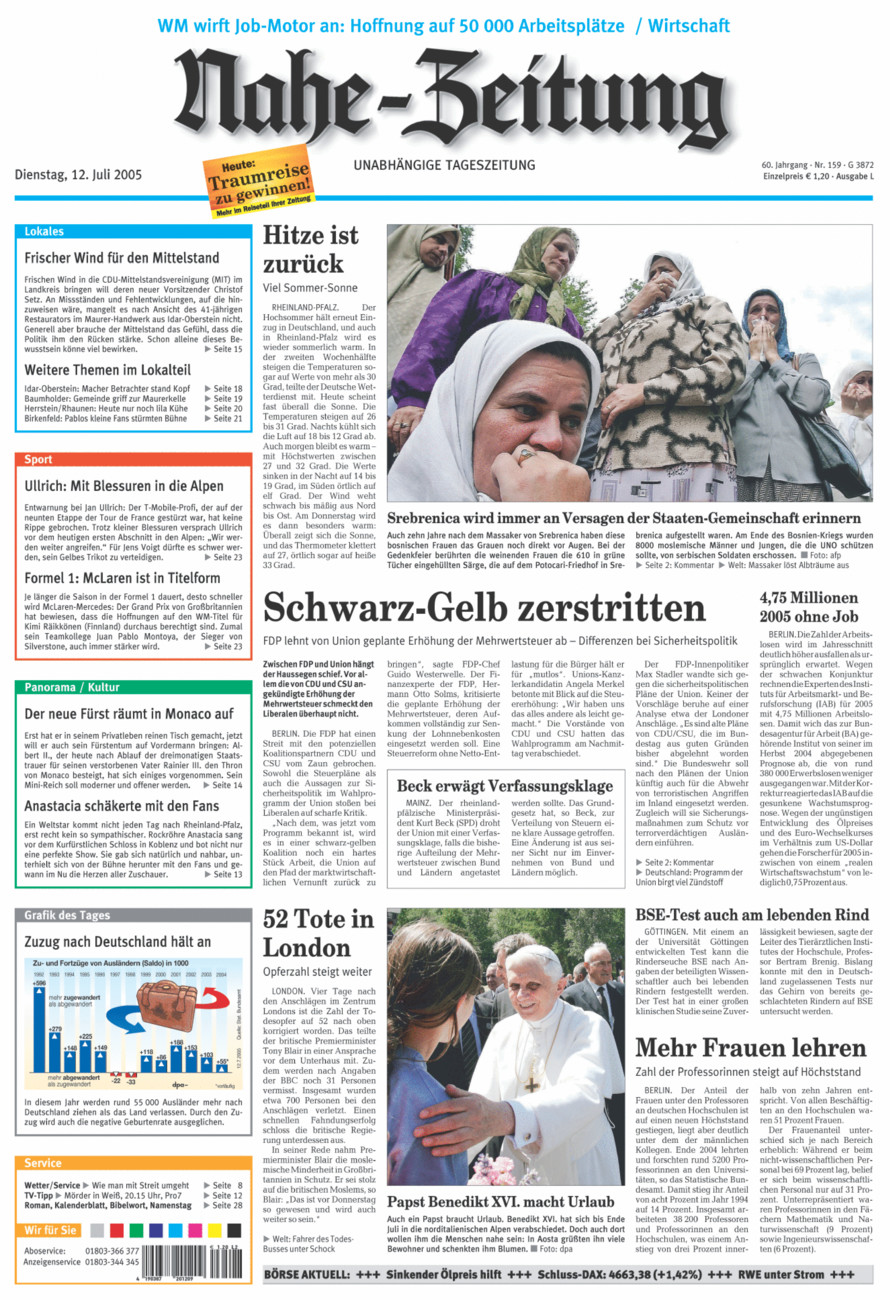 Nahe-Zeitung vom Dienstag, 12.07.2005