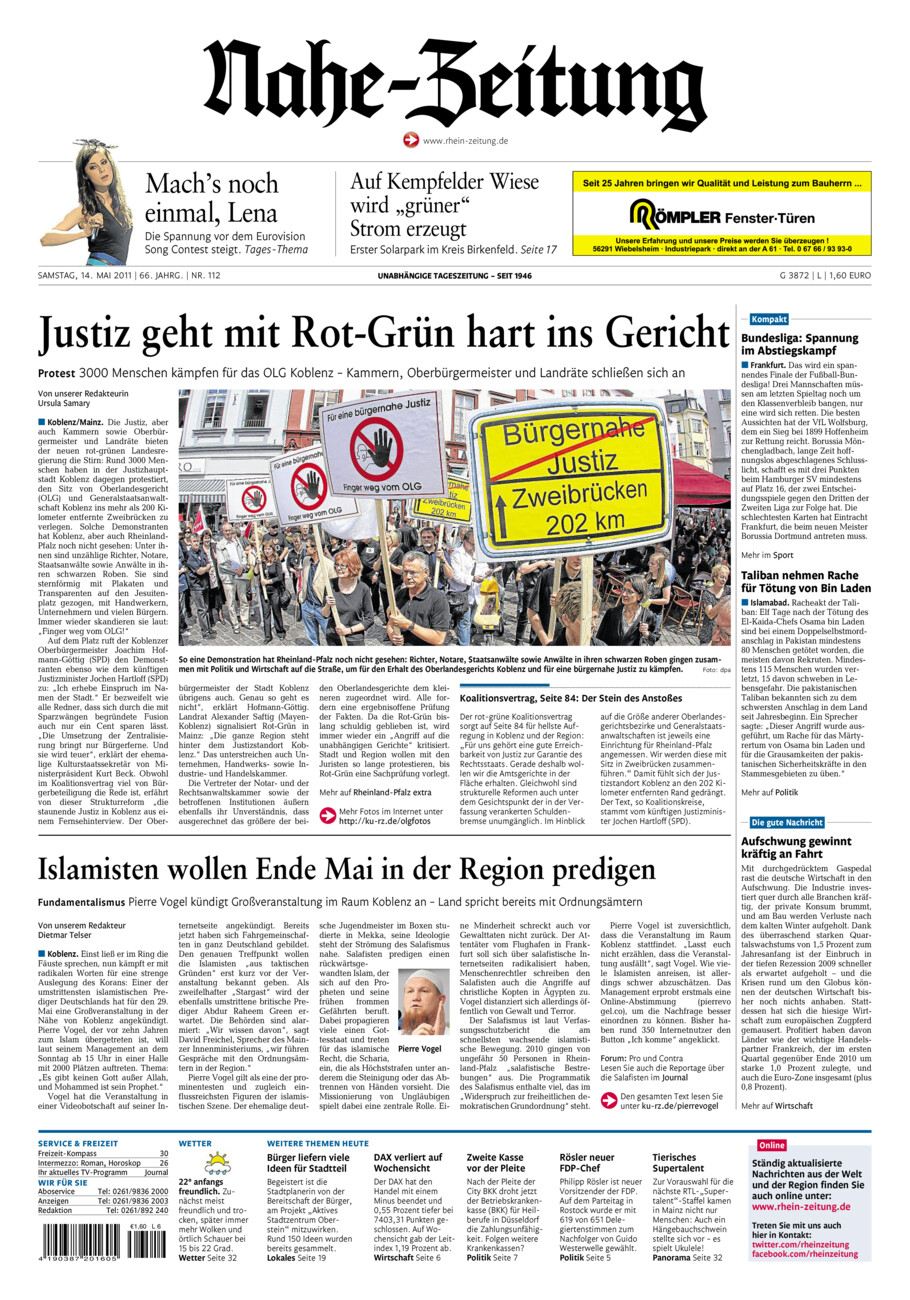 Nahe-Zeitung vom Samstag, 14.05.2011