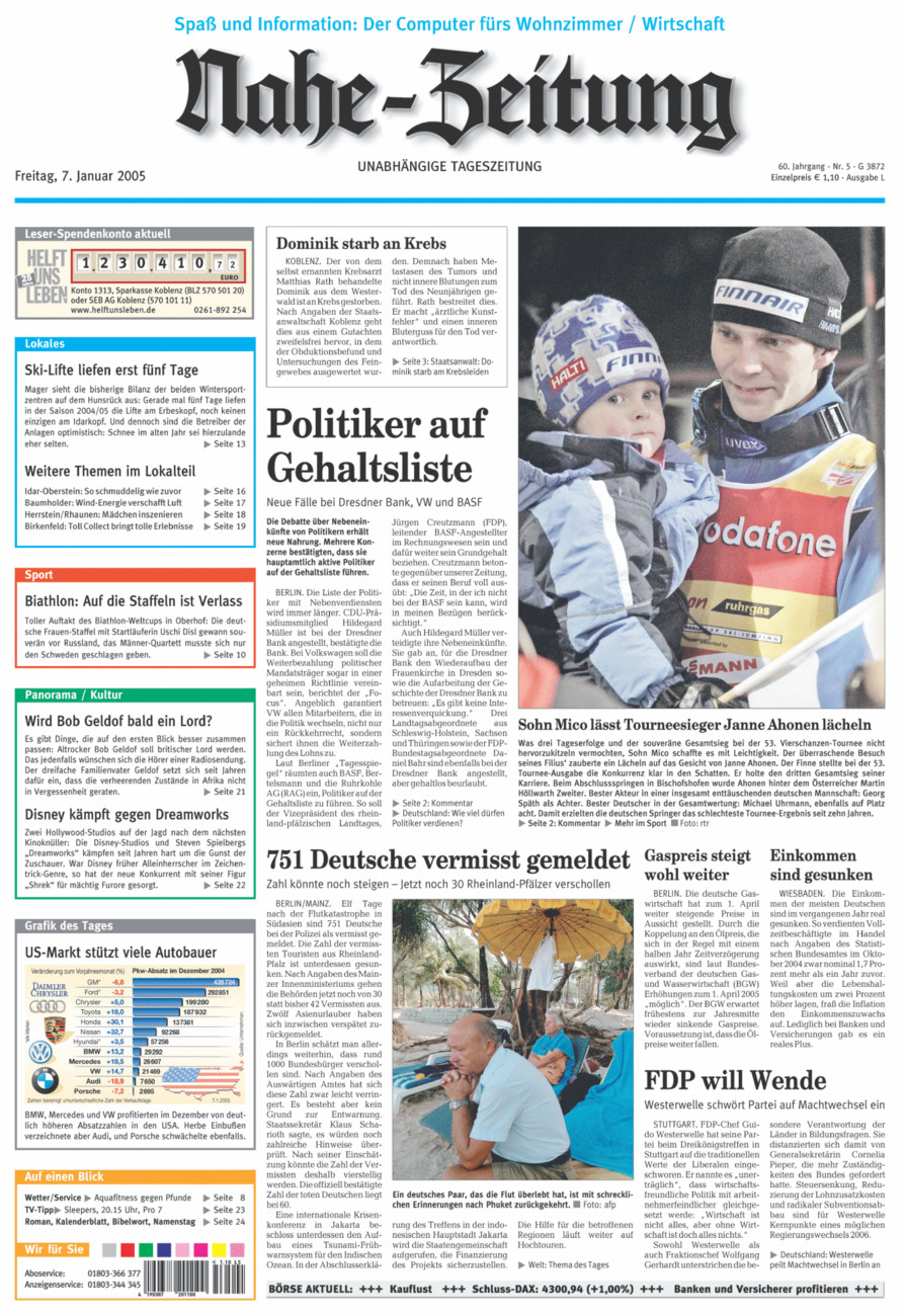Nahe-Zeitung vom Freitag, 07.01.2005