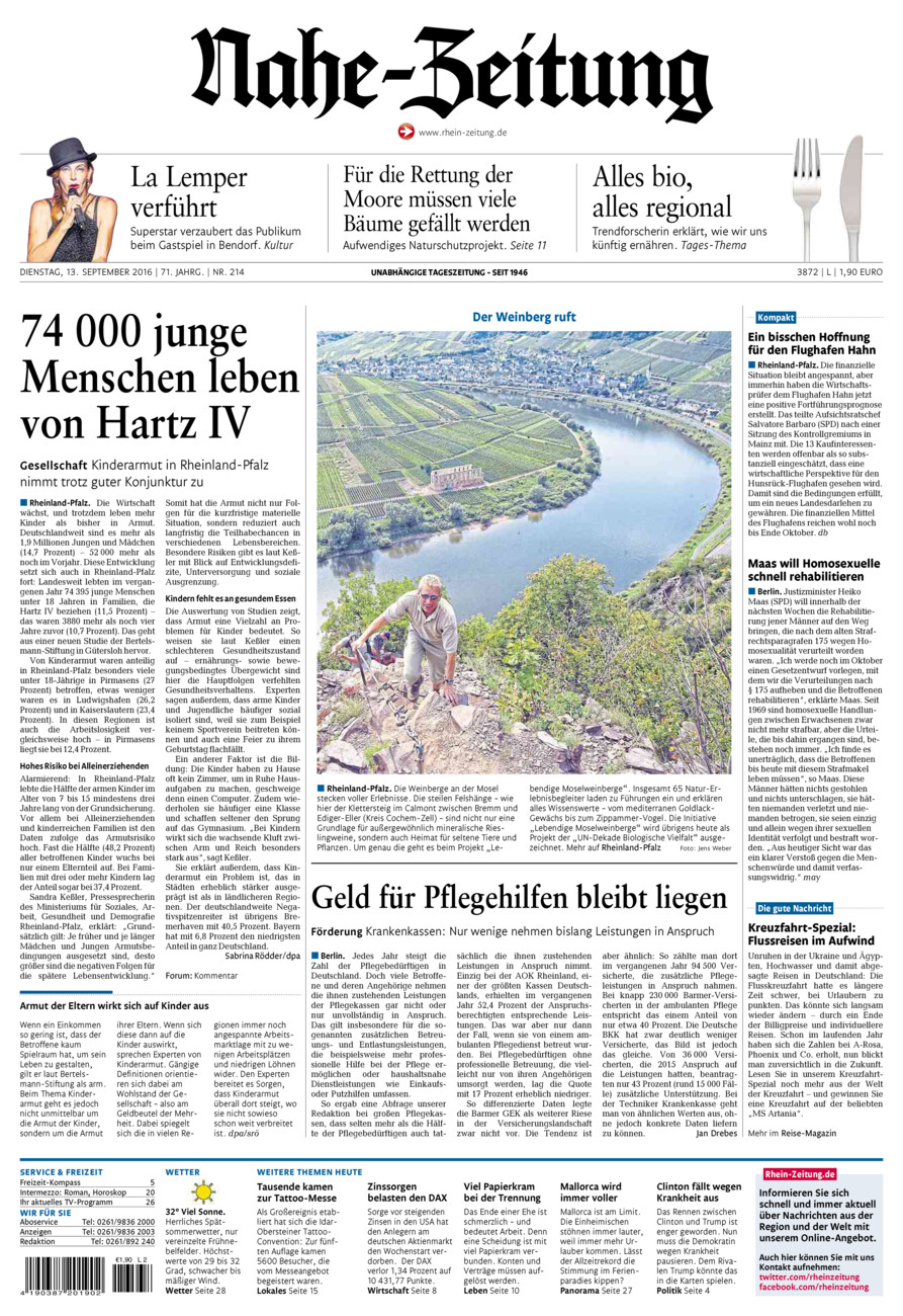 Nahe-Zeitung vom Dienstag, 13.09.2016