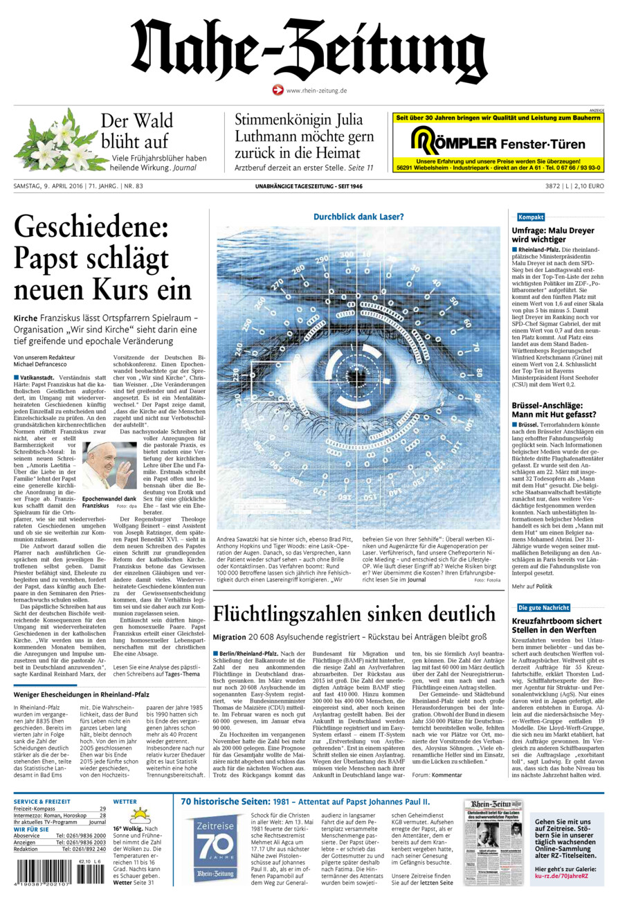 Nahe-Zeitung vom Samstag, 09.04.2016