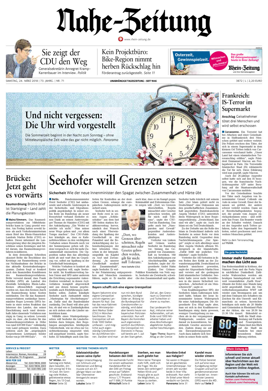 Nahe-Zeitung vom Samstag, 24.03.2018