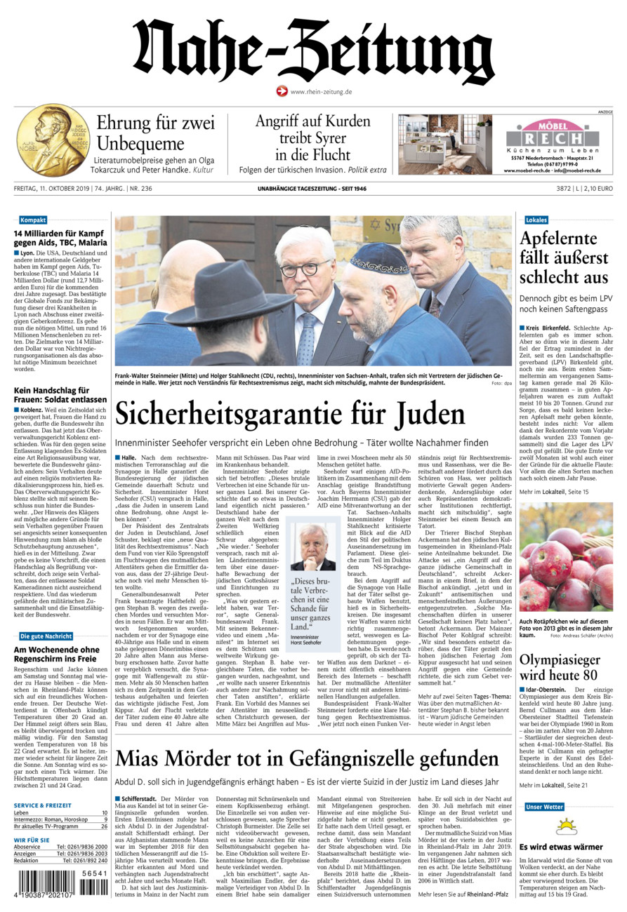 Nahe-Zeitung vom Freitag, 11.10.2019