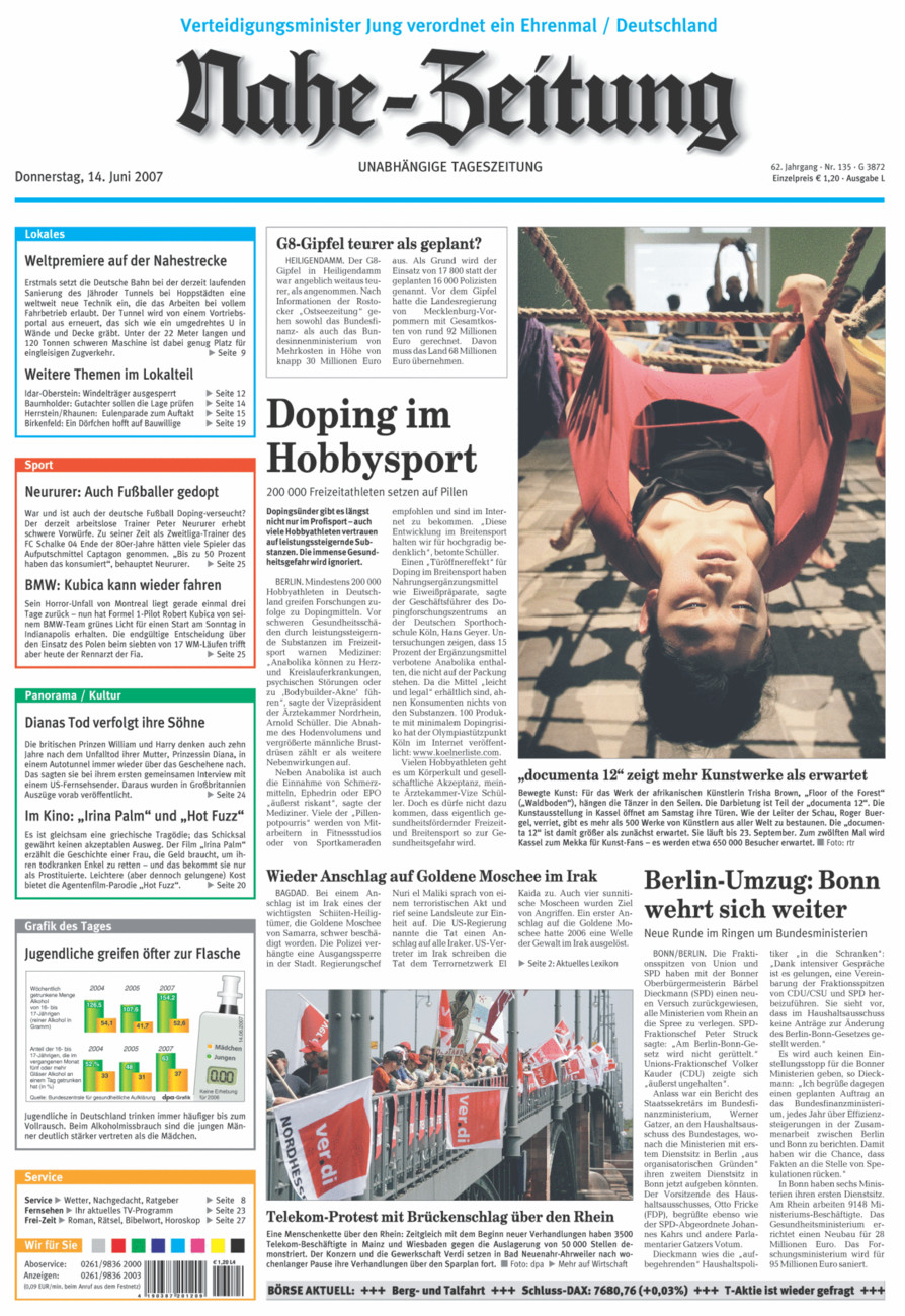 Nahe-Zeitung vom Donnerstag, 14.06.2007