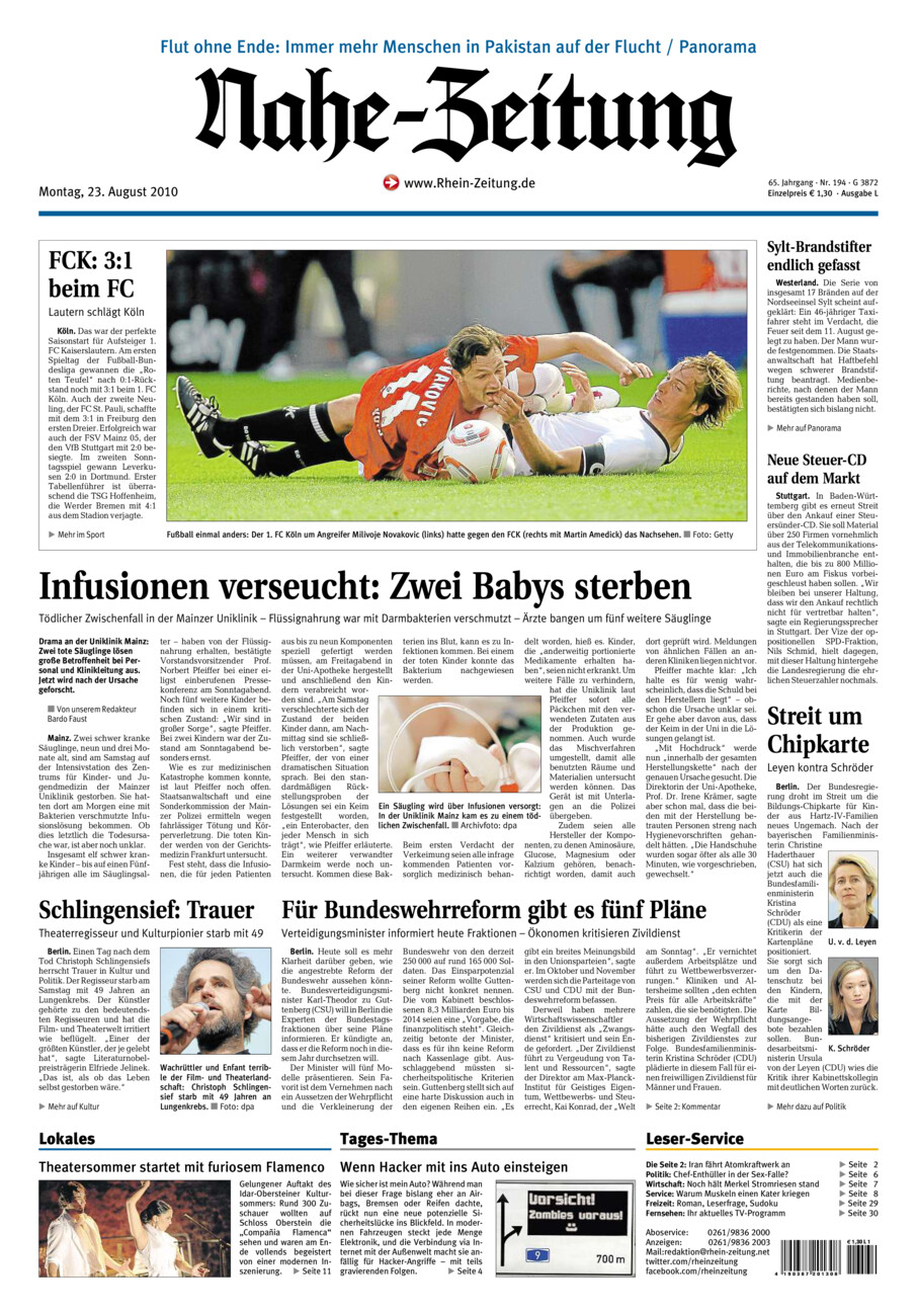 Nahe-Zeitung vom Montag, 23.08.2010