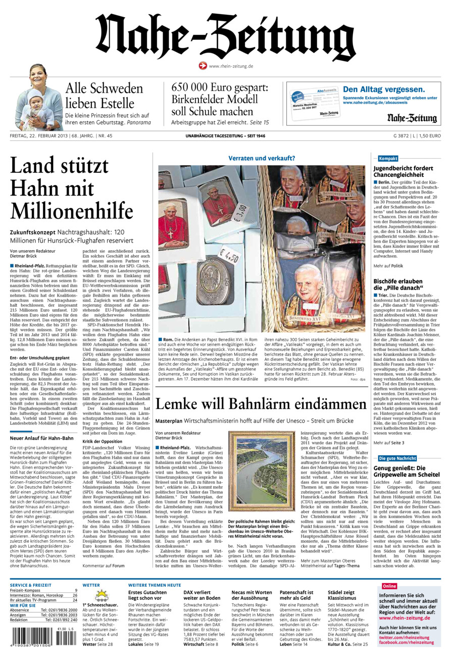 Nahe-Zeitung vom Freitag, 22.02.2013