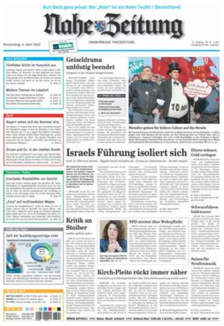 Nahe-Zeitung vom Donnerstag, 04.04.2002