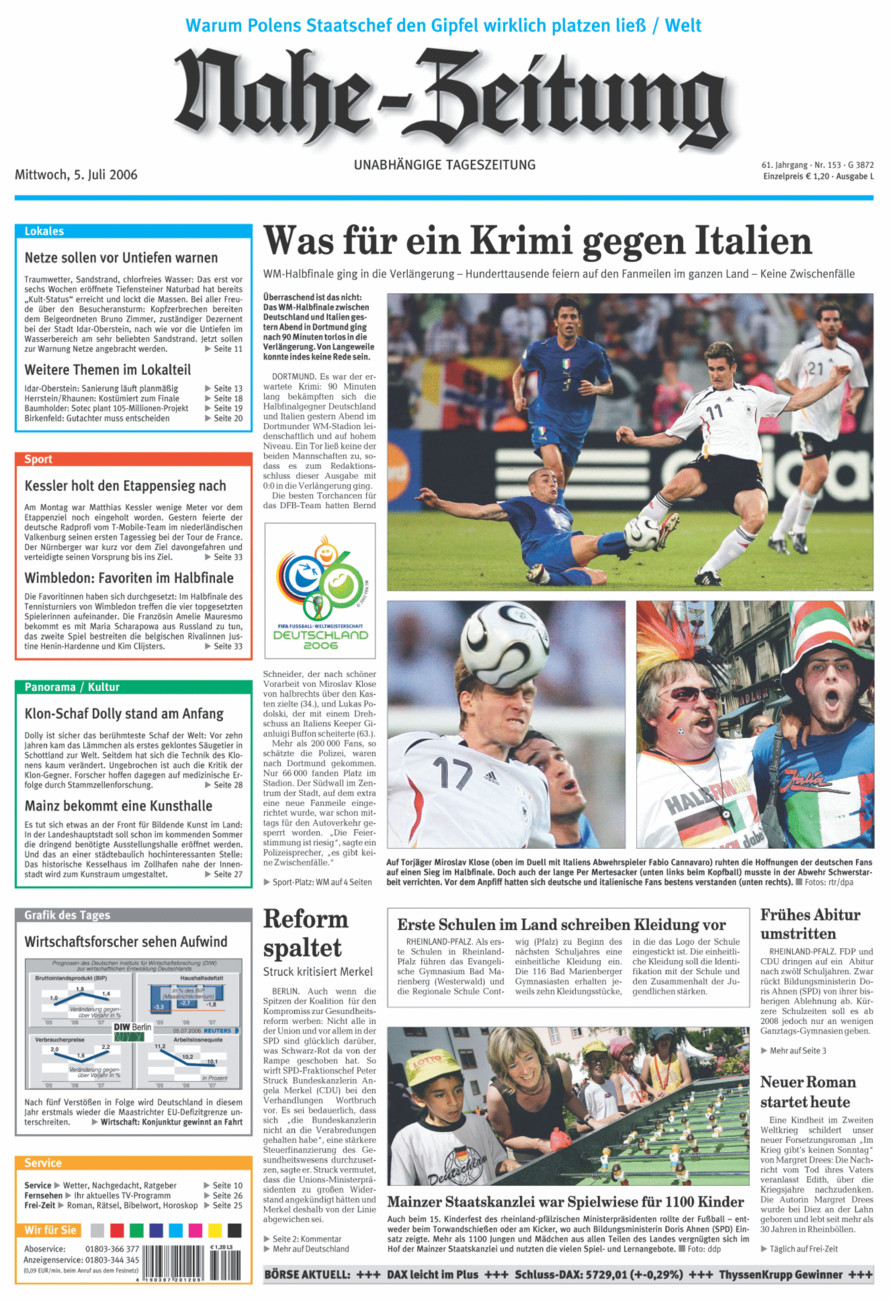 Nahe-Zeitung vom Mittwoch, 05.07.2006