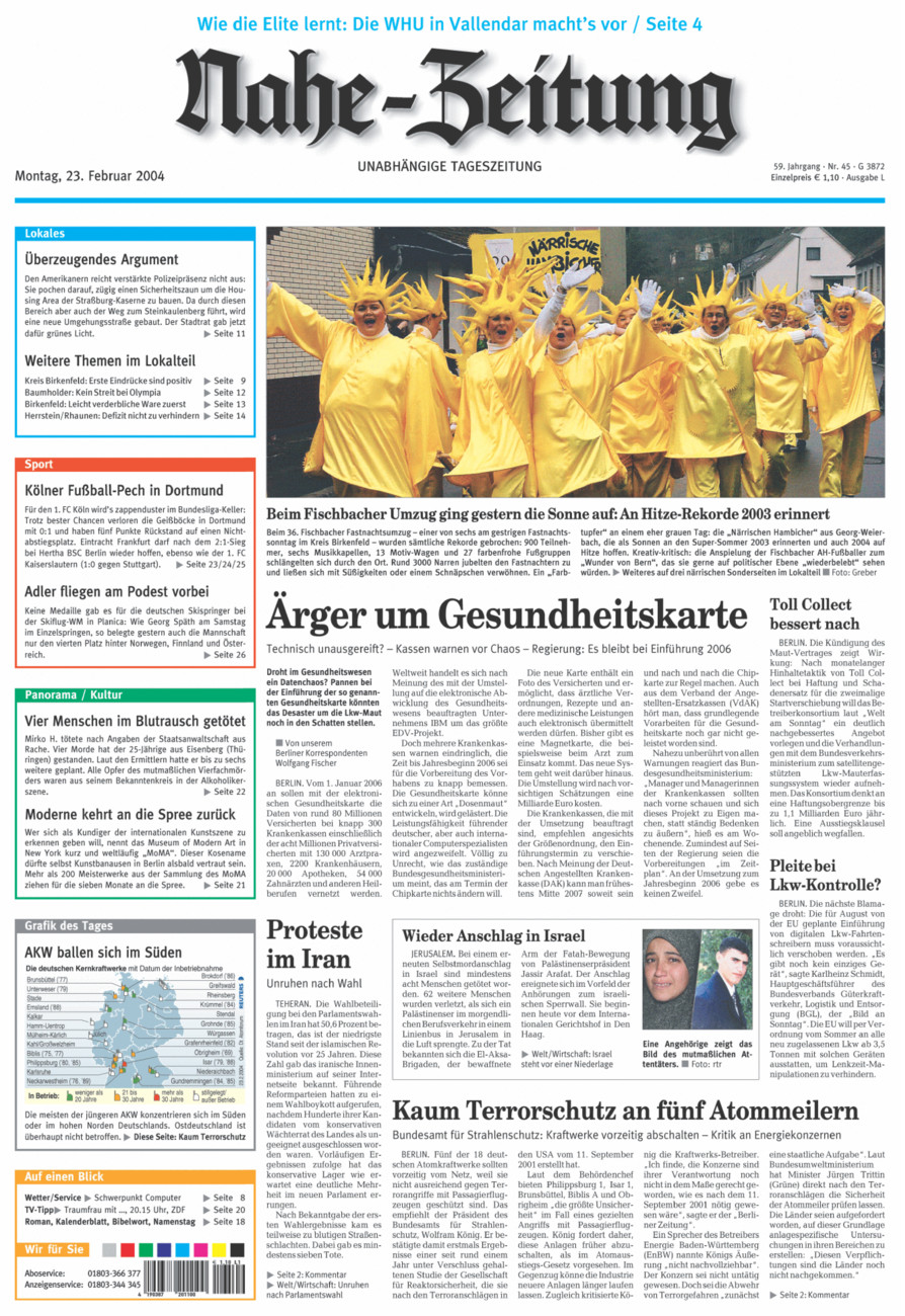 Nahe-Zeitung vom Montag, 23.02.2004