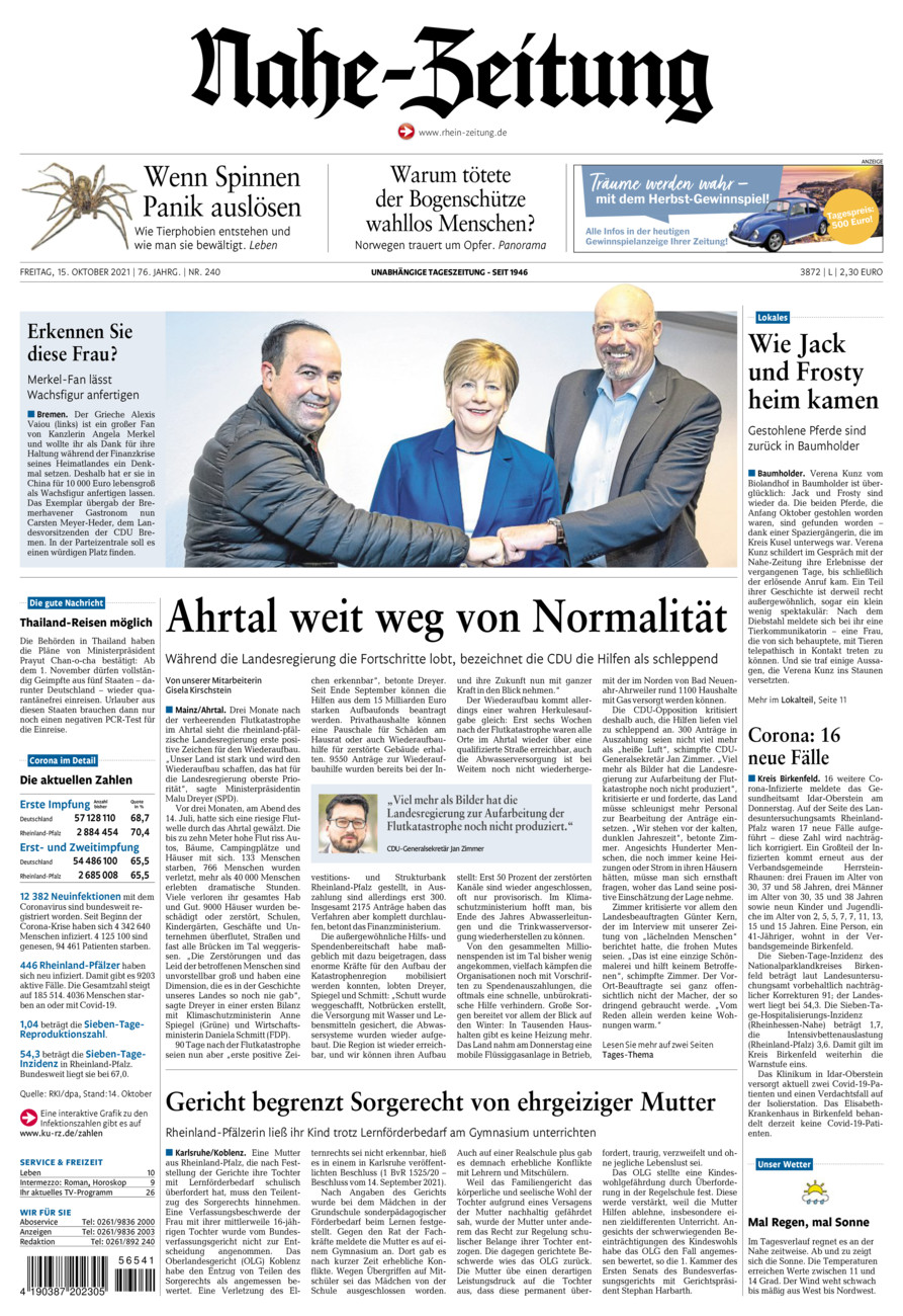 Nahe-Zeitung vom Freitag, 15.10.2021