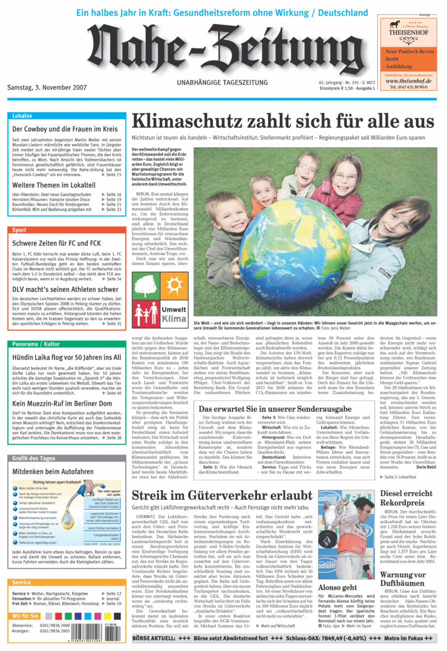 Nahe-Zeitung vom Samstag, 03.11.2007