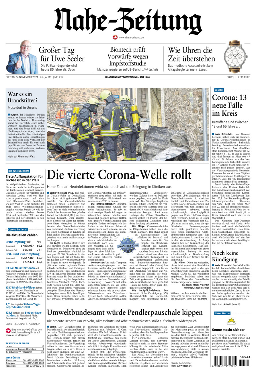 Nahe-Zeitung vom Freitag, 05.11.2021
