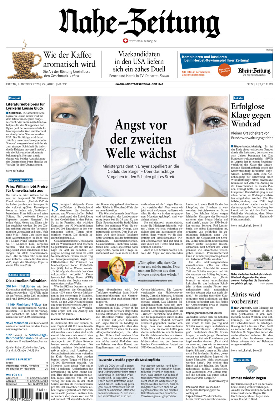 Nahe-Zeitung vom Freitag, 09.10.2020