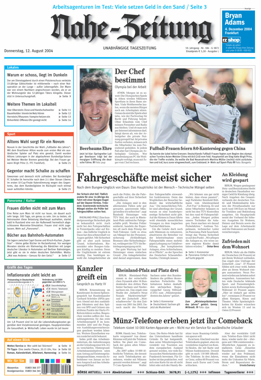 Nahe-Zeitung vom Donnerstag, 12.08.2004