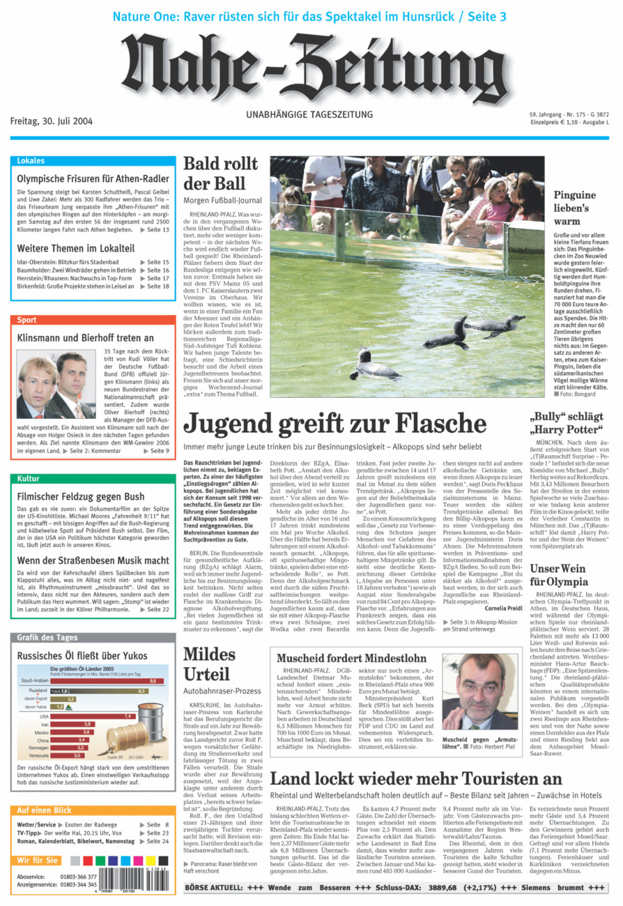 Nahe-Zeitung vom Freitag, 30.07.2004