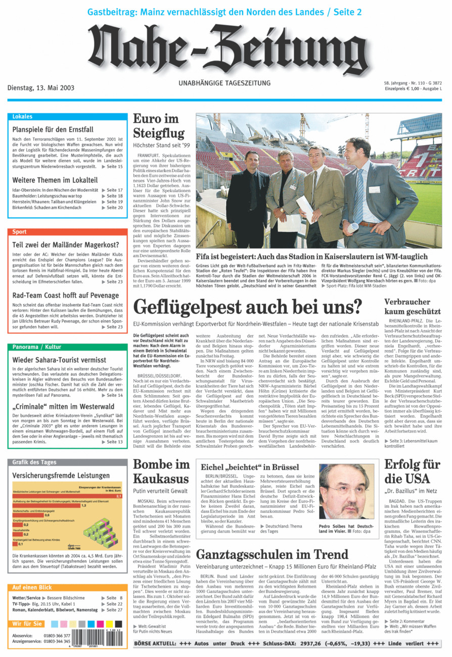 Nahe-Zeitung vom Dienstag, 13.05.2003